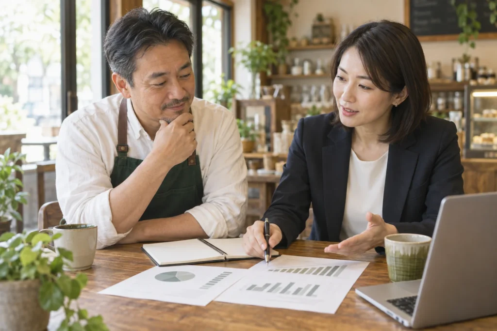 店舗M&Aの売却価格：店舗の経営者とスタッフのイメージ